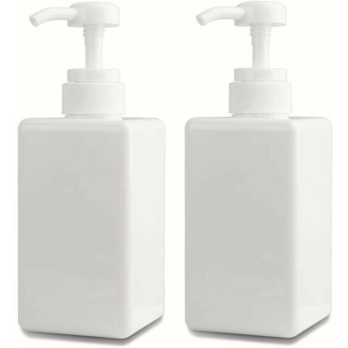 450 ml Seifenspender, Set mit 2 leeren Pumpflaschen, Plastikflaschenbehälter für Küche und Badezimmer – Weiß