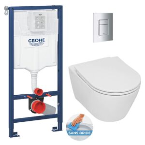 Grohe WC-Pack Vorwandelement Rapid sl + Serel Sapphire Wand-WC ohne Spülrand + Softclose WC-Sitz + Betätigungsplatte - Grohe
