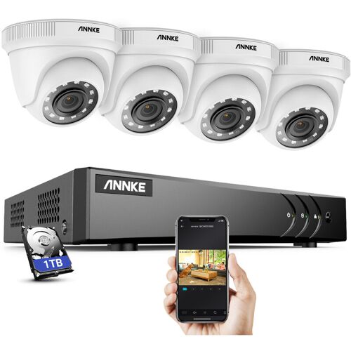 ANNKE 8CH hd-tvi dvr H.264 + 1080P Lite-Überwachungskamerasystem mit 1080P HD-CCTV-Kameras für den Innen- und Außenbereich 4 Weiß Kameras – 1 tb – Annke