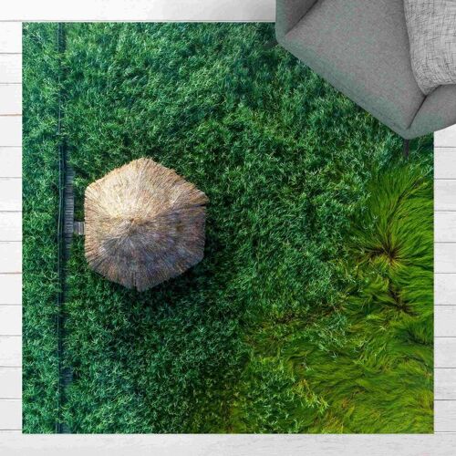 MICASIA Vinyl-Teppich – Strohhütte im hohen Schilf – Quadrat 1:1 Größe HxB: 80cm x 80cm