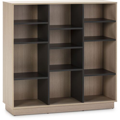 VS VENTA-STOCK Bücherregal Bücherregal Vigo 110×110 cm, Büro Bücherregal, Farbe Eiche/Grau, 110 x 33 x 110cm, 110 x 33 x 110cm – Eiche/Grau