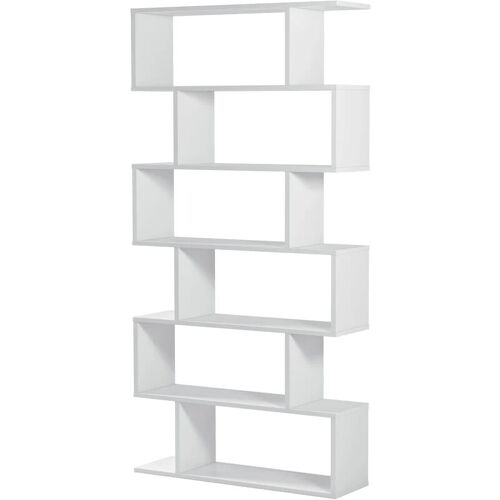 VS VENTA-STOCK Bücherregal Bologna Hochglanz Weiß Bücherregal 12 Fächer, Wohnzimmer oder Büro, 80 x 25 x 192 cm – Weiß