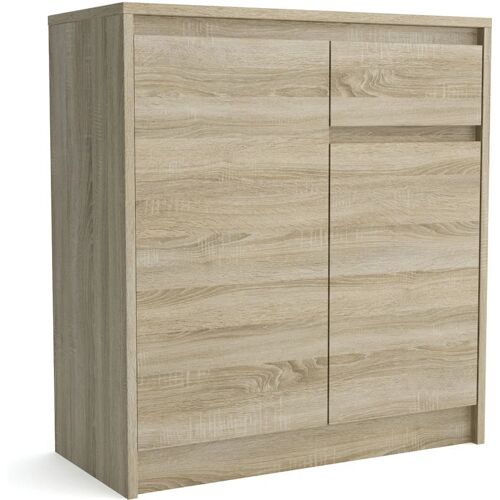 3E 3XE LIVING.COM Komodenschrank mit Schublade und 2 Türen, Farbe: Sonoma Eiche, a: 75 x 82 x 35 cm, Schubladenkommode, Kommode mit Schubladen, Schlafzimmer Kommode,