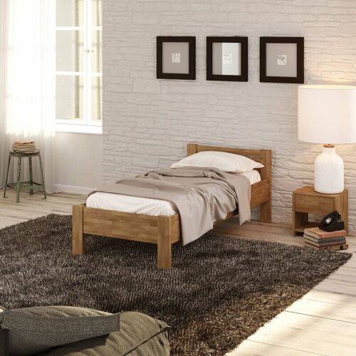 KROK WOOD Seniorenbett SiSi aus Massivholz (Eiche, 90 x 200 cm) – Natürliche Eiche – Krok Wood