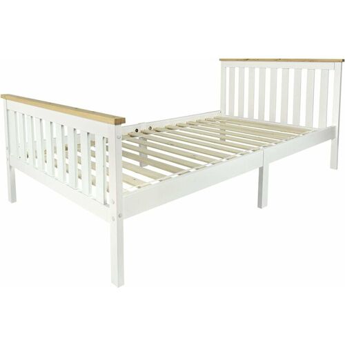 LEOMARK Weißes Massivholzbett mit Lattenrost – Milano Pinie – Holzbett für Kinder (200/90 cm)