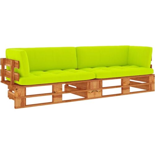 BONNEVIE 2-Sitzer-Palettensofa Gartensofa Gartenmöbel – Gartenbank mit Kissen Honigbraun Kiefer Imprägniert BV737750 Bonnevie Braun