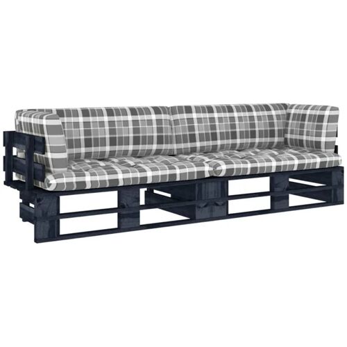 BONNEVIE 2-Sitzer-Palettensofa Gartensofa Gartenmöbel – Gartenbank mit Kissen Schwarz Kiefer Imprägniert BV694598 Bonnevie Schwarz