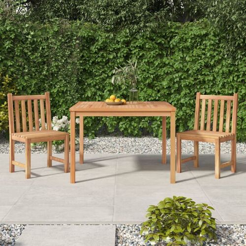 MAISONCHIC 3-tlg. Garten-Essgruppe Gartenmöbel Set Sitzgruppe Massivholz Teak DE36623 – Braun