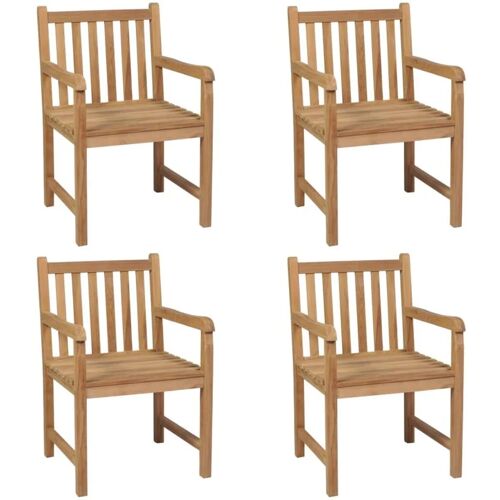 BONNEVIE 4er Set Gartenstühle Gartensessel Balkonstühle – Massivholz Teak BV914569 Bonnevie Braun