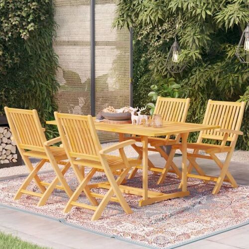 MAISONCHIC 5-tlg. Garten-Essgruppe Gartenmöbel Set Sitzgruppe Massivholz Teak DE39062 – Braun