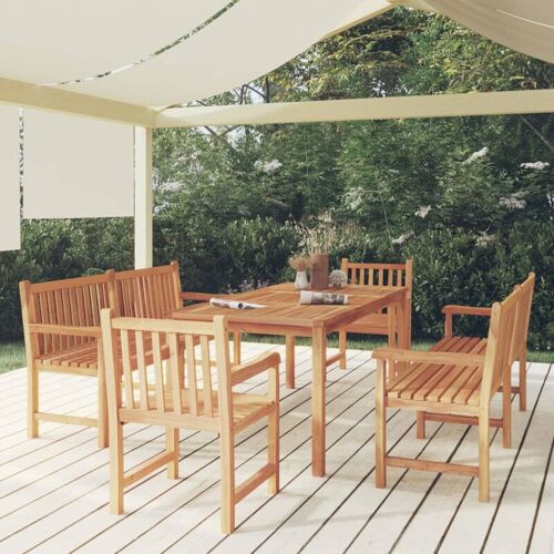 MAISONCHIC 5-tlg. Garten-Essgruppe Gartenmöbel Set Sitzgruppe Massivholz Teak DE88222 – Braun