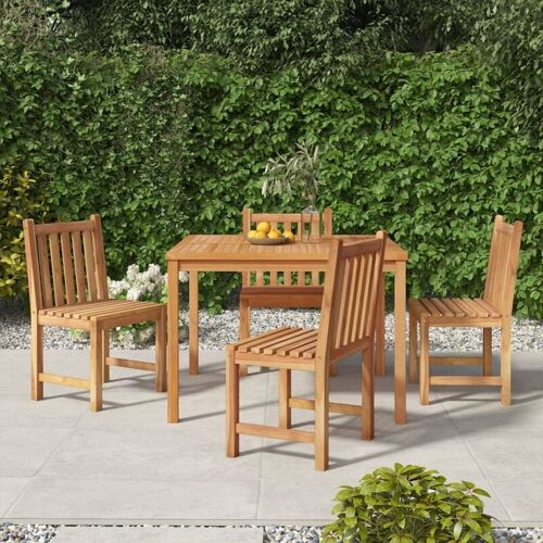 MAISONCHIC 5-tlg. Garten-Essgruppe Gartenmöbel Set Sitzgruppe Massivholz Teak DE88669 – Braun