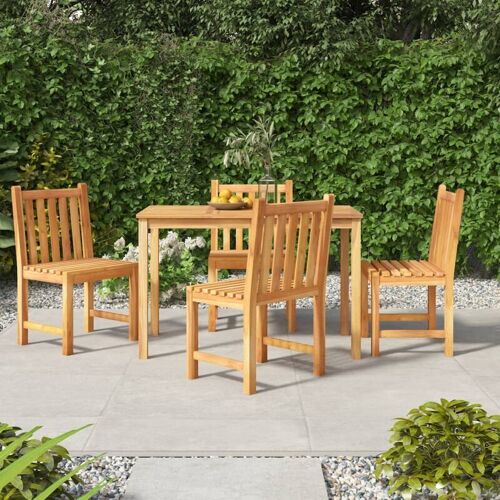 MAISONCHIC 5-tlg. Garten-Essgruppe Gartenmöbel Set Sitzgruppe Massivholz Teak DE96696 – Braun