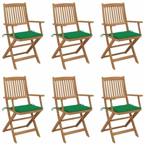 BONNEVIE 6er Set Gartenstühle Klappbare Gartensessel – Balkonstühle mit Kissen Massivholz Akazie BV678220 Bonnevie Grün