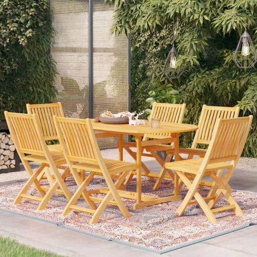 MAISONCHIC 7-tlg. Garten-Essgruppe Gartenmöbel Set Sitzgruppe Massivholz Teak DE68747 – Braun