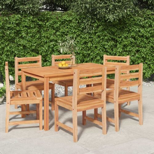 MAISONCHIC 7-tlg. Garten-Essgruppe Gartenmöbel Set Sitzgruppe Massivholz Teak DE86254 – Braun