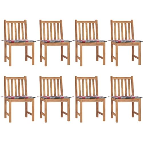 BONNEVIE 8er Set Gartenstühle Gartensessel Balkonstühle – mit Kissen Massivholz Teak BV748607 – BonneVie – Braun