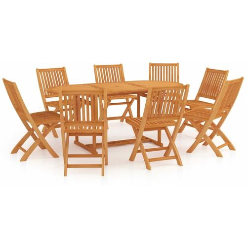 MAISONCHIC 9-tlg. Garten-Essgruppe Gartenmöbel Set Sitzgruppe Massivholz Teak DE71388 – Braun