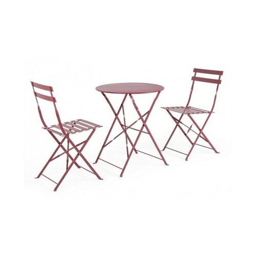 Bizzotto - Gartenset Bistrot rot Tisch und Stühle