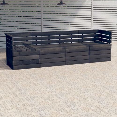 MAISONCHIC Garten-Palettensofa 4-Sitzer Gartensofa Loungesofa Sitzgruppe Dunkelgrau Massivholz Kiefer DE38133 – Grau