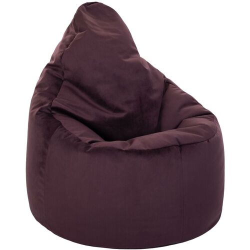 LOFT 25 Sitzsack für Wohnzimmer, weicher Samt Sitzsack und Pouf für drinnen, Sitzsack Pouf für Erwachsene – Aubergine (Sitzsack) – Loft 25