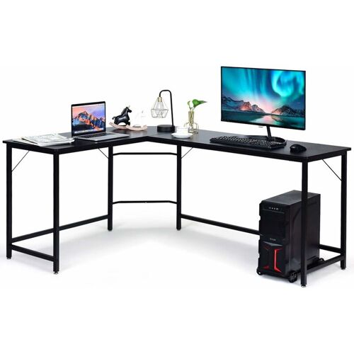 GIANTEX Eckschreibtisch, L-Form Computertisch PC-Tisch Schreibtisch, Computerschreibtisch Winkelschreibtisch Bürotisch Ecktisch mit CPU-Staender für