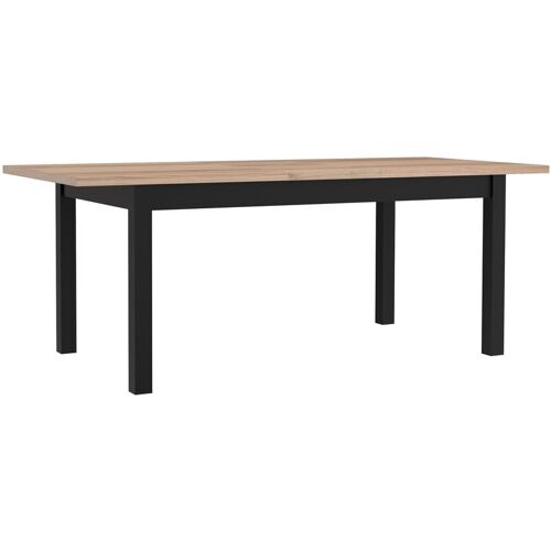 NEWFURN Esstisch Sonoma Eiche und Schwarz Sonoma Eiche und Schwarz Ausziehbar Modern Industrial – 160,4×76,6×90 cm (BxHxT) – Tisch Eszimmertisch Küchentisch