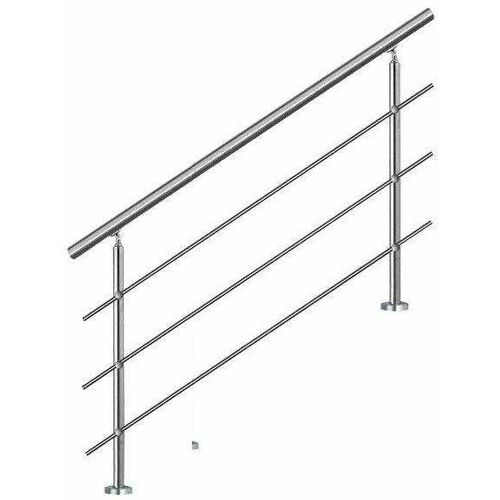 Bc-elec – AHM1203 Treppenhandlauf 120cm, Balkon, Balustrade, Edelstahlgeländer mit 3 Querstäben, flache oder geneigte Montage – Grau