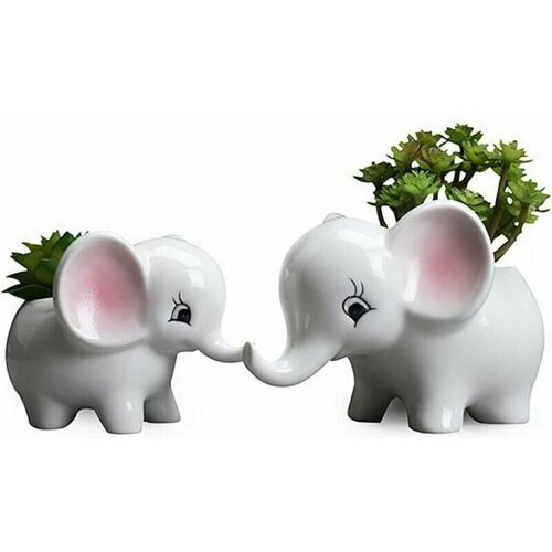 Elefanten-Sukkulenten-Blumentöpfe, Vase, Keramik-Blumentopf, Bonsai-Töpfe, Heimdekoration, Blumentöpfe, Desktop-Mini-Ornament, 2 Stück