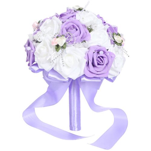 QIEDIE Großer Blumenstrauß koreanischer roter Hand, Hochzeit, Hochzeit, Blumenball werfen, Perlensimulationsblume-lila