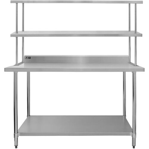 Monster Shop – Kukoo Gastro Edelstahl KuKoo Regal Aufsatzbord Arbeitstisch Aufsatzboard Gastronomie Küche Gastroküche 450 kg Tragkraft 150 cm – Silber