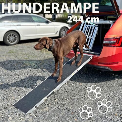 PETIGI Hunderampe Hundetreppe Auto Kofferraum Treppen Rampe Einstiegshilfe für Hunde Klappbar Aluminium Auswahl Längen 244 cm Petigi