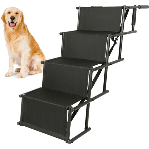 HALOYO Auto Haustiertreppe Auto Klappbare ,Hundetreppe Stufen Rampe für Hunde, Hunderampe für Autos, LKWs, SUVs,Treppe für große und kleine Hunde Schwarz