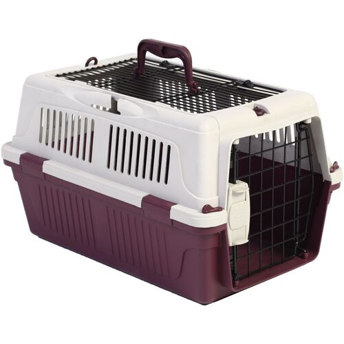 DEHNER Lieblinge Hunde- oder Katzen Transportbox Robbi, 50 x 33 x 29 cm, Kunststoff/Metall, rot/grau – Dehner