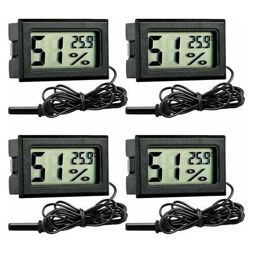 ETING Digital lcd Aquarium Hygrometer Thermometer, 4 Stück, Temperaturmonitor mit Sonde für Aquarium, Reptilien, Geflügelinkubator