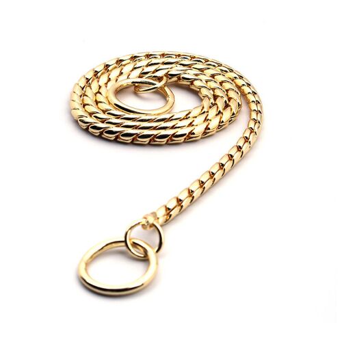 OYLDA Edelstahl-Hundehalsband mit Schlangenkette, dekoratives Halsband (23,6 Zoll), Gold