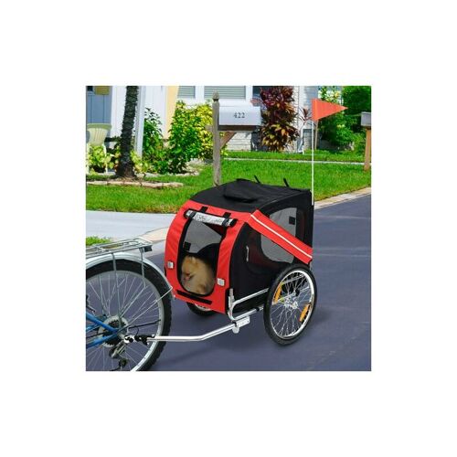 WYCTIN Fahrradanhänger Hundeanhänger Kinderfahrradanhänger Hundetransporter Transportanhänger für Hunde Rot 130x73x90cm