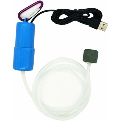 OYLDA Mini-USB-Aquarium-Luftpumpe mit Ausströmerstein und Silikonschlauch (blau)