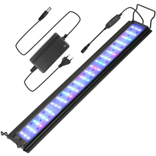 Swanew – 28W led Aquarium mit timer Aquariumleuchte Abdeckung rgb Licht,64-90cm – Schwarz