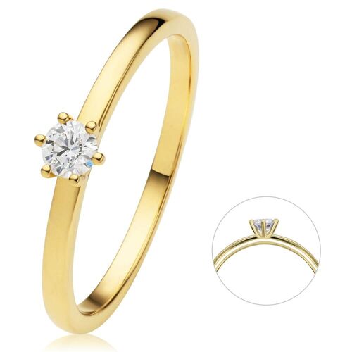 ONE ELEMENT Diamantring "0.15 ct Diamant Brillant Ring aus 750 Gelbgold", Damen Gold Schmuck 50, Gelbgold 750-Diamanten;52, Gelbgold 750-Diamanten;54, Gelbgold 750-Diamanten;55, Gelbgold 750-Diamanten;56, Gelbgold 750-Diamanten;57, Gelbgold 750-Diamanten;58, Gelbgold 750-Diamanten;60, Gelbgold 750-Diamanten gold female