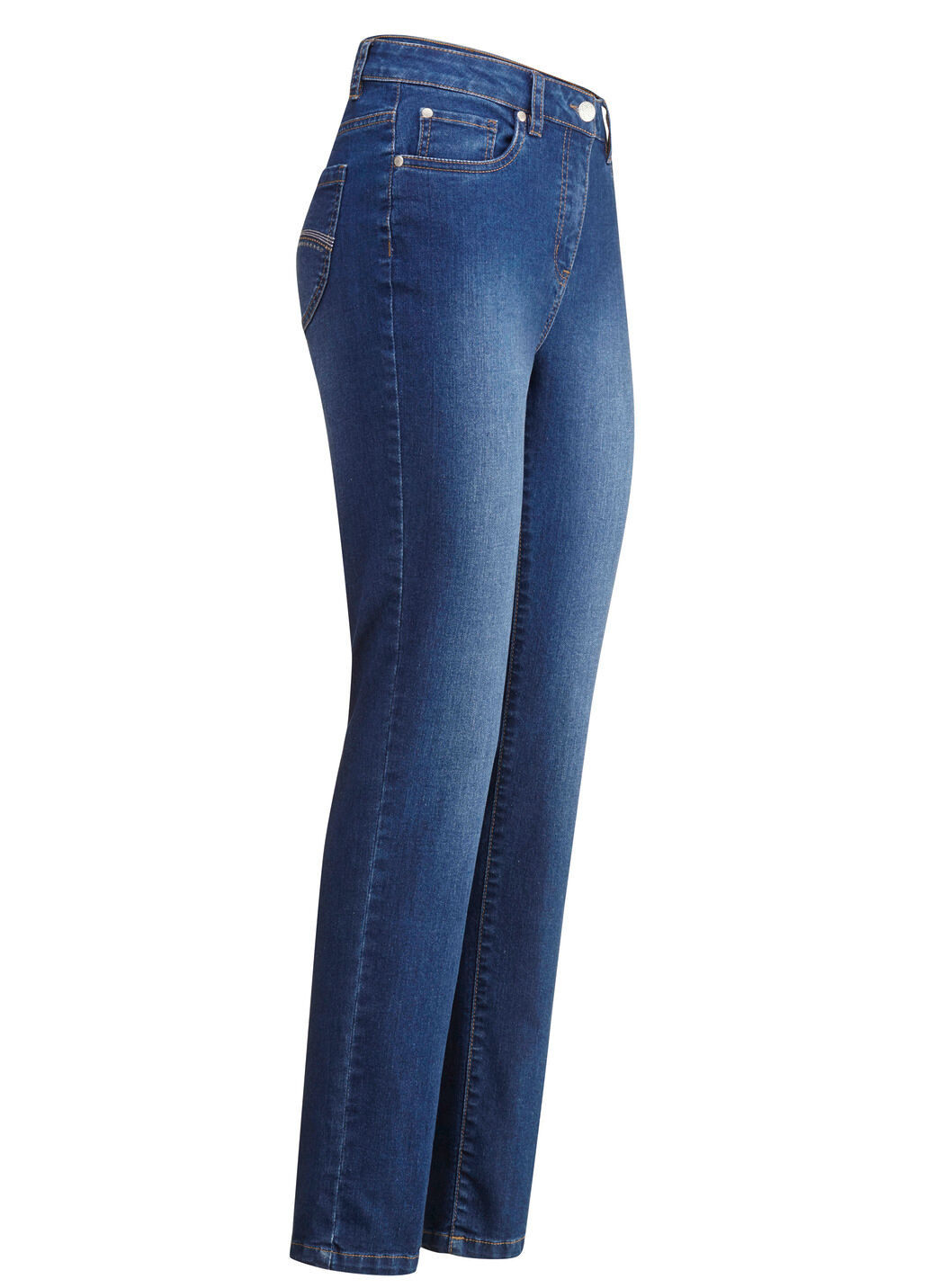 BADER Jeans mit schönen Stickereien und funkelnden Strassteinen, Jeansblau, Größe 25
