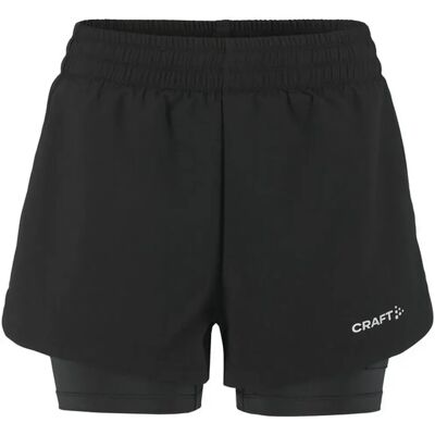 Craft Damen Adv Essence 2-in-1 Shorts 2 Schwarz - Laufsportshorts Craft Damen Adv Essence 2-in-1 Shorts 2 Schwarz - Laufsportshorts