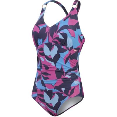 Speedo Shaping Printed V-Neck Damen Schwimmanzug, blau 46 Speedo Shaping Printed V-Neck Damen Schwimmanzug, blau 46