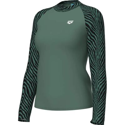 Arena Swim L/s Rash Allover Damen Longsleeve, grün S Arena Swim L/s Rash Allover Damen Longsleeve, grün S
