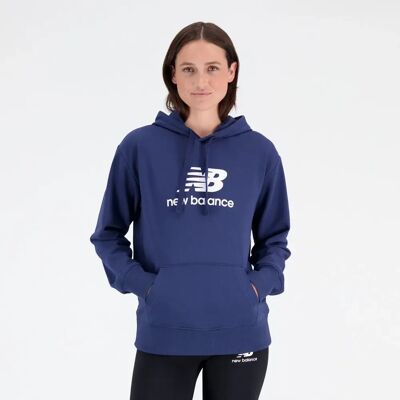 New Balance NB Essentials Stacked Logo Damen Kapuzensweater, blau M New Balance NB Essentials Stacked Logo Damen Kapuzensweater, blau M