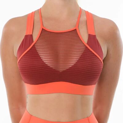BeachBody Sheer Stripe Bra Damen Bustier, rot XL BeachBody Sheer Stripe Bra Damen Bustier, rot XL