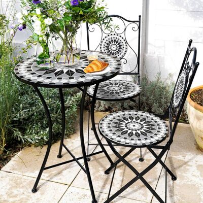 AXI Outdoor Living Bistroset Amélie Mosaik schwarz Metall B/H/L: ca. 60x92x60 cm AXI Outdoor Living Bistroset Amélie Mosaik schwarz Metall B/H/L: ca. 60x92x60 cm