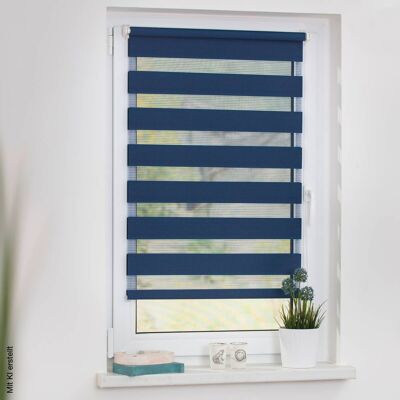 Lichtblick Duo-Rollo - 90x150 cm, Blau, Ohne Bohren Lichtblick Duo-Rollo - 90x150 cm, Blau, Ohne Bohren