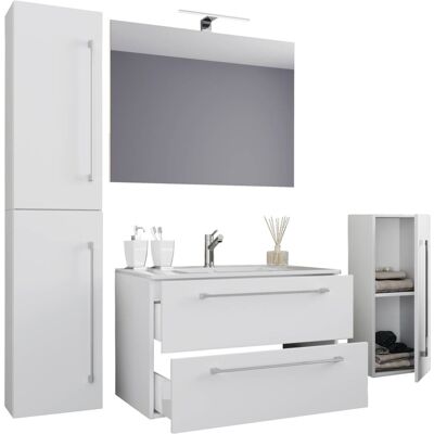 VCM Weißes Badmöbel-Set - 80cm mit Spiegel & Hängeschrank VCM Weißes Badmöbel-Set - 80cm mit Spiegel & Hängeschrank