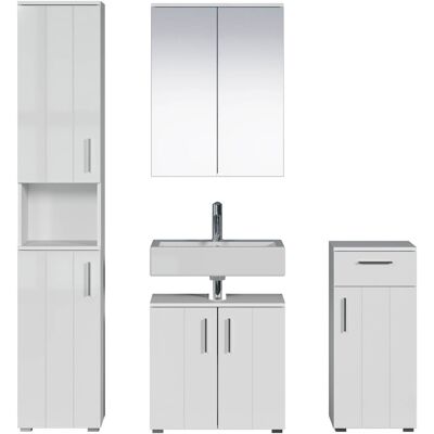 Trendteam Badezimmer-Set Wons weiß Hochglanz weiß matt B/H/T: ca. 164x192x32 cm Trendteam Badezimmer-Set Wons weiß Hochglanz weiß matt B/H/T: ca. 164x192x32 cm